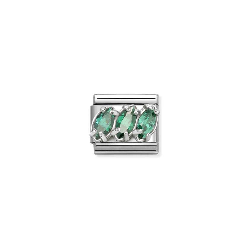Nomination Classic Silver & CZ Green Trilogy Sparkly & Stones Charms