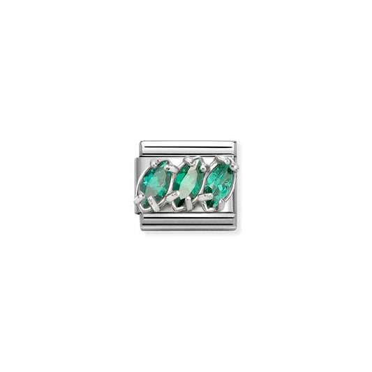 Nomination Silver CZ Green Trilogy Charms