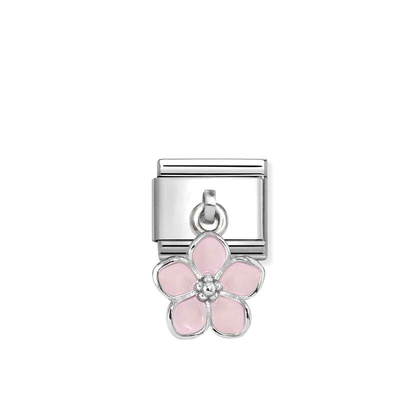 Nomination Classic Silver and Enamel Light Pink Flowers & Nature Pendant Charms