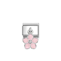 Classic Silver and Enamel Light Pink Flowers & Nature Pendant Charms
