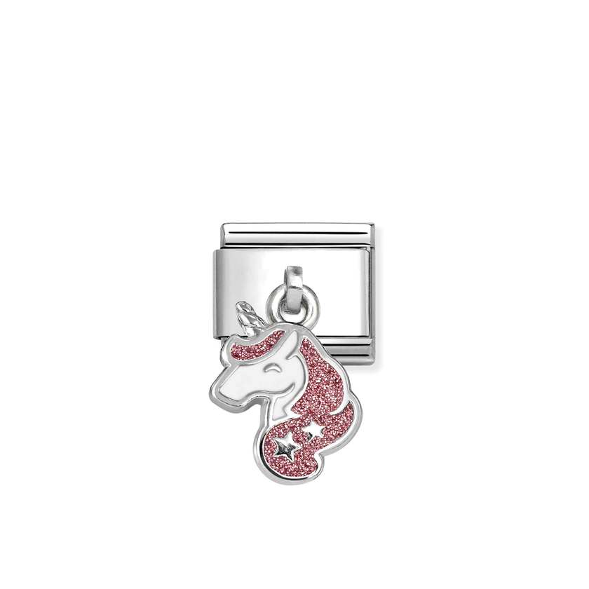 Nomination Silver Enamel New Pink and White Unicorn Pendant Charms