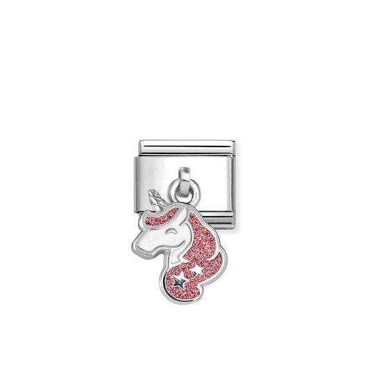 Nomination Silver Enamel New Pink and White Unicorn Pendant Charms