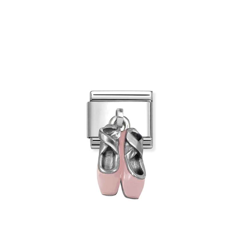 Nomination Classic Silver and Enamel Pink Ballet Shoes Sports & Hobbies Pendant Charms