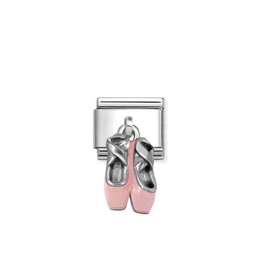 Nomination Silver Enamel Pink Ballet Shoes Pendant Charms