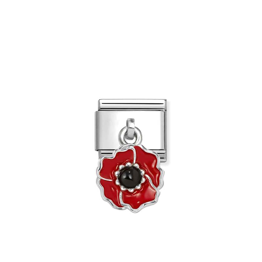 Nomination Silver Enamel Red & Black Poppy Pendant Charms