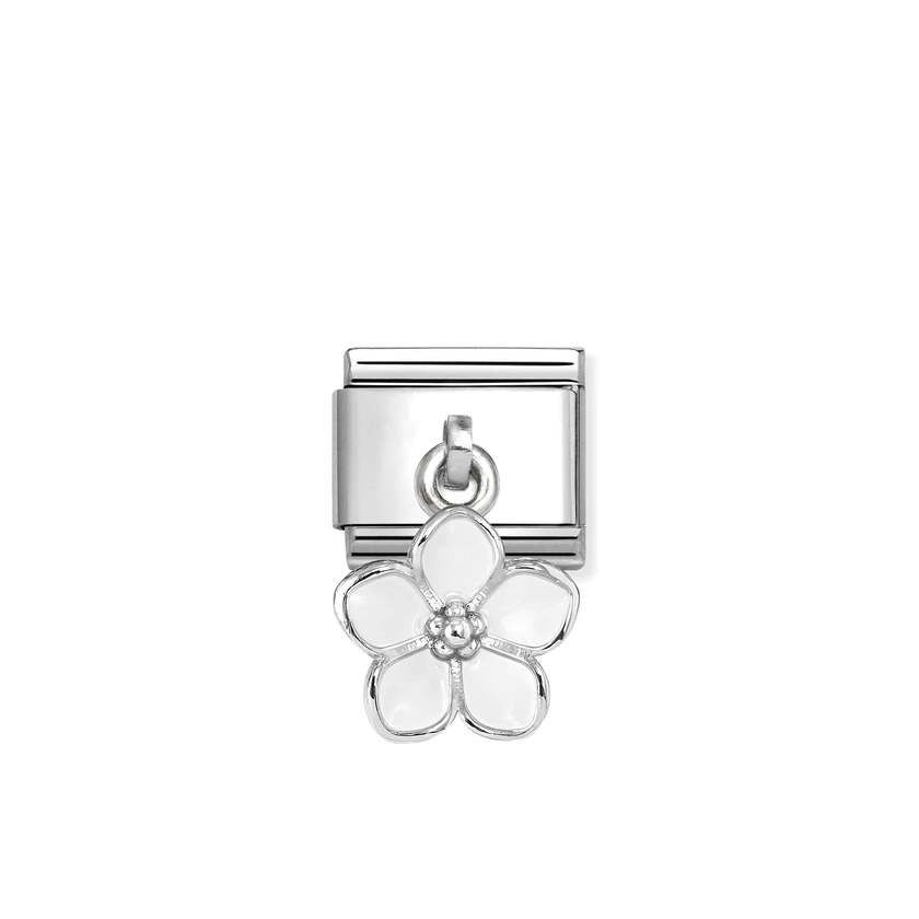 Nomination Classic Silver and Enamel White Flowers & Nature Pendant Charms