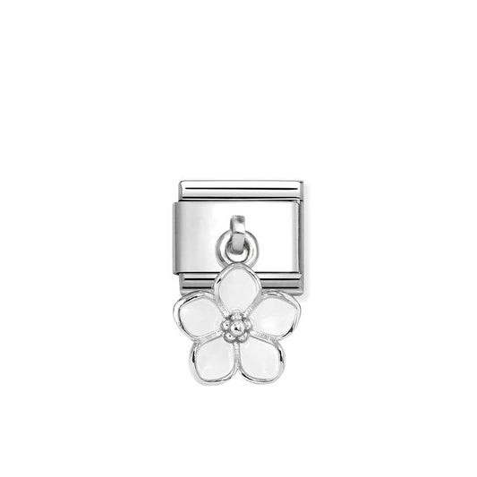 Nomination Silver Enamel White Flowers Pendant Charms
