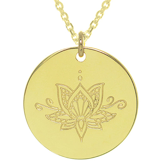 Ornate Lotus myMantra Necklace in Gold