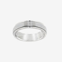Oxidised Silver Blackened Stripe Ridged Band Ring, Size 59
