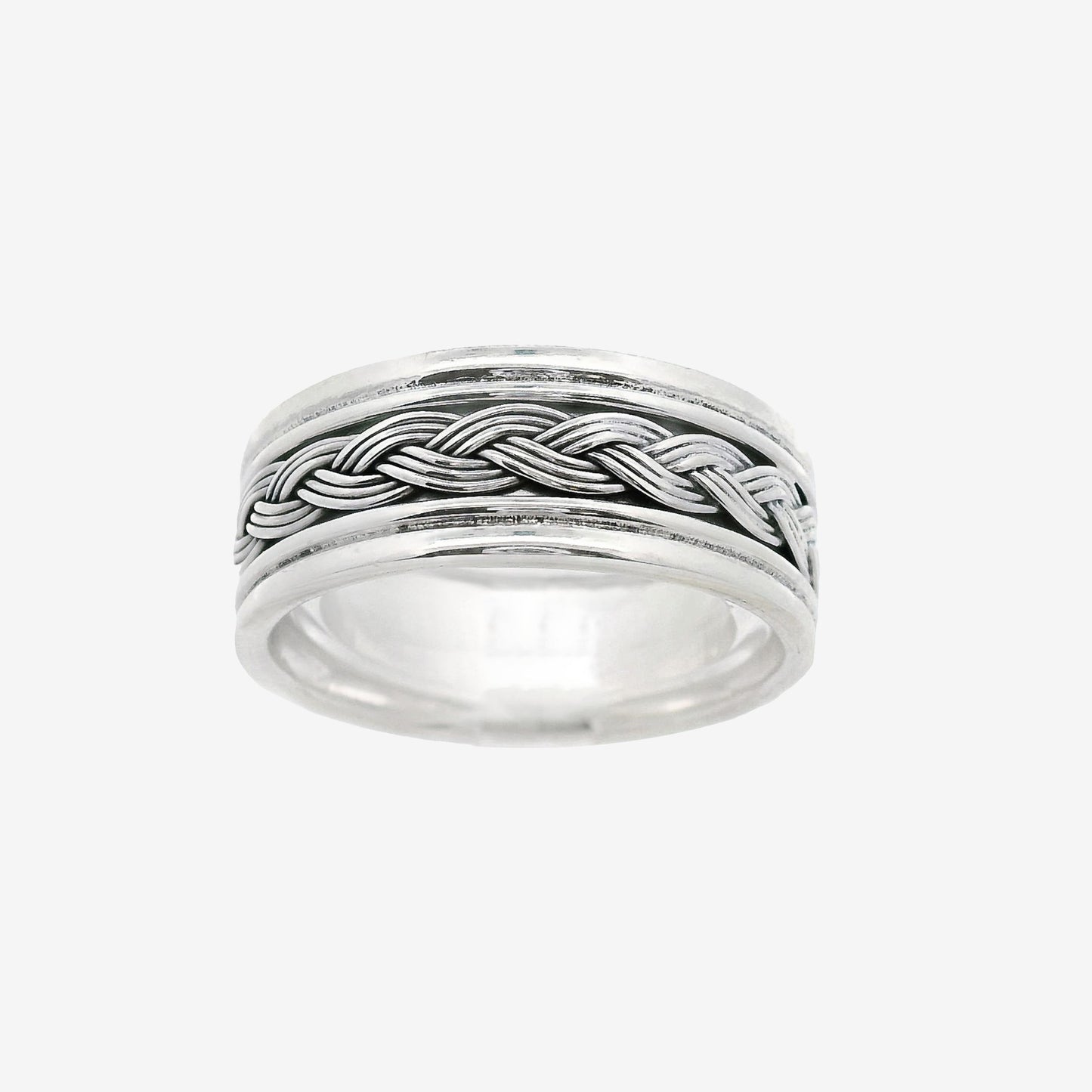 Oxidised Silver Blackened Weave Ring, Size 61