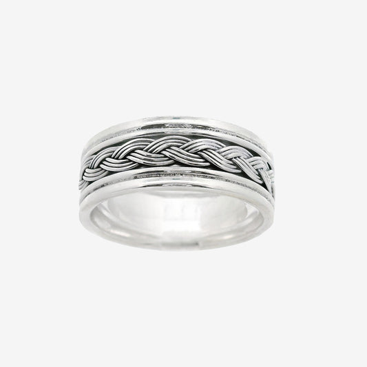 Oxidised Silver Blackened Weave Ring, Size 61