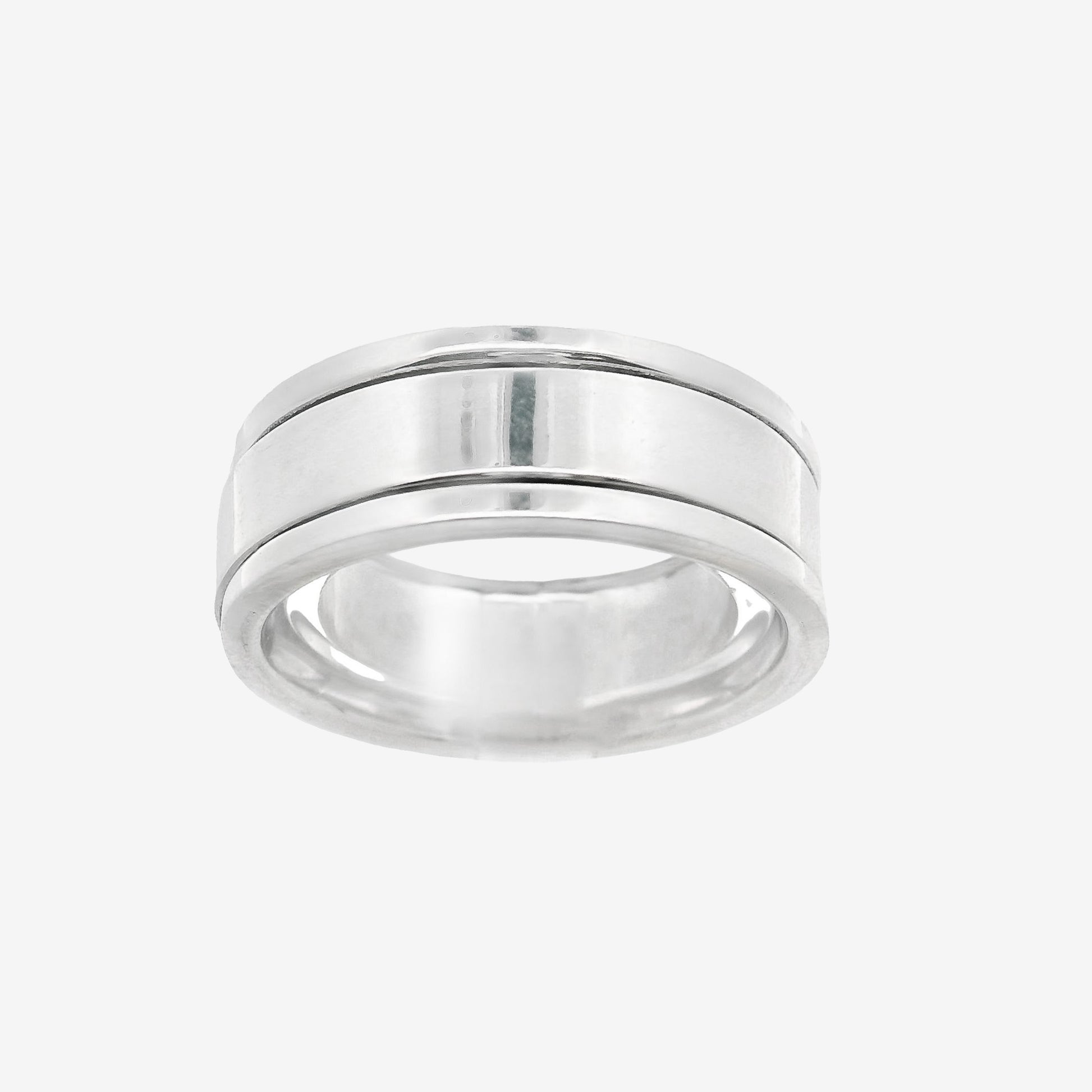 Grace & Co Oxidised Silver Double Blackened Striped Ring, Size 59