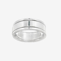 Oxidised Silver Double Blackened Striped Ring, Size 59