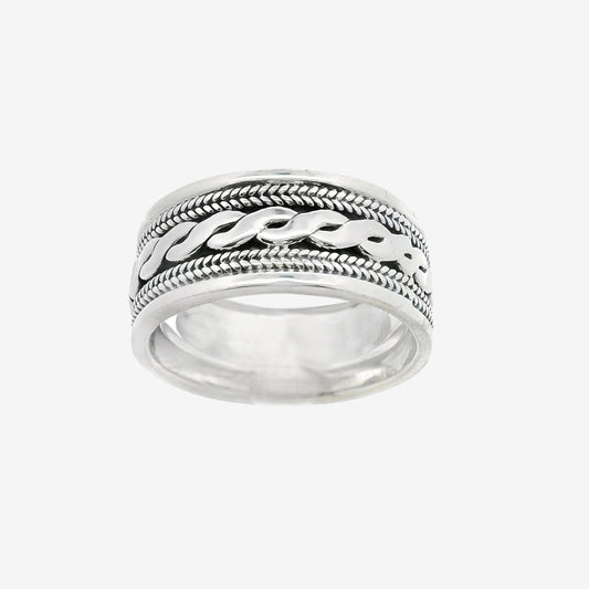 Oxidised Silver Ornate Ring, Size 57.5