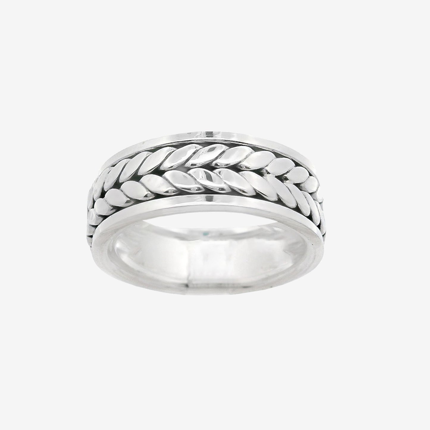 Oxidised Silver Wheat Grain Ring, Size 61