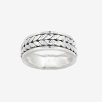 Oxidised Silver Wheat Grain Ring, Size 61
