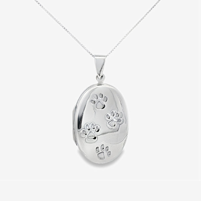 Grace & Co Silver Engravable Paw Print Locket