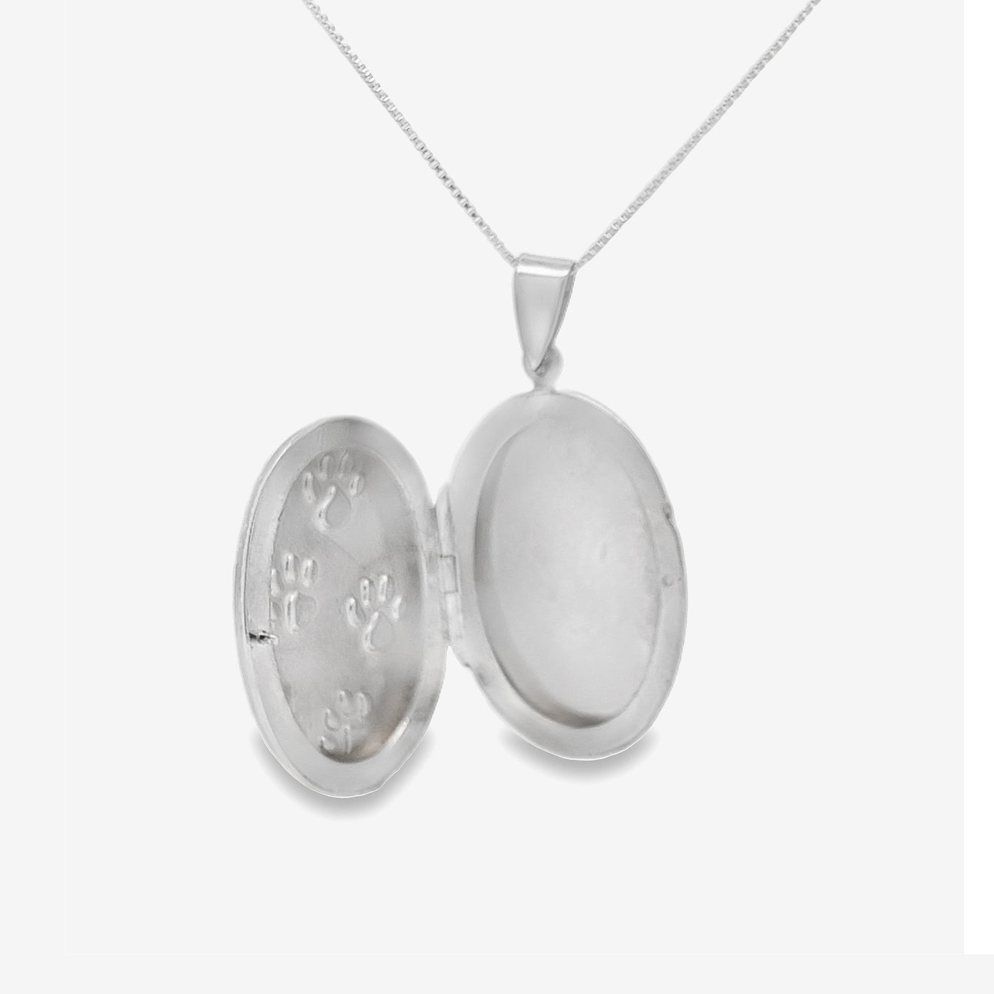 Silver Engravable Paw Print Locket