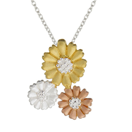Tricolore Tripe Daisy Pendant Necklace