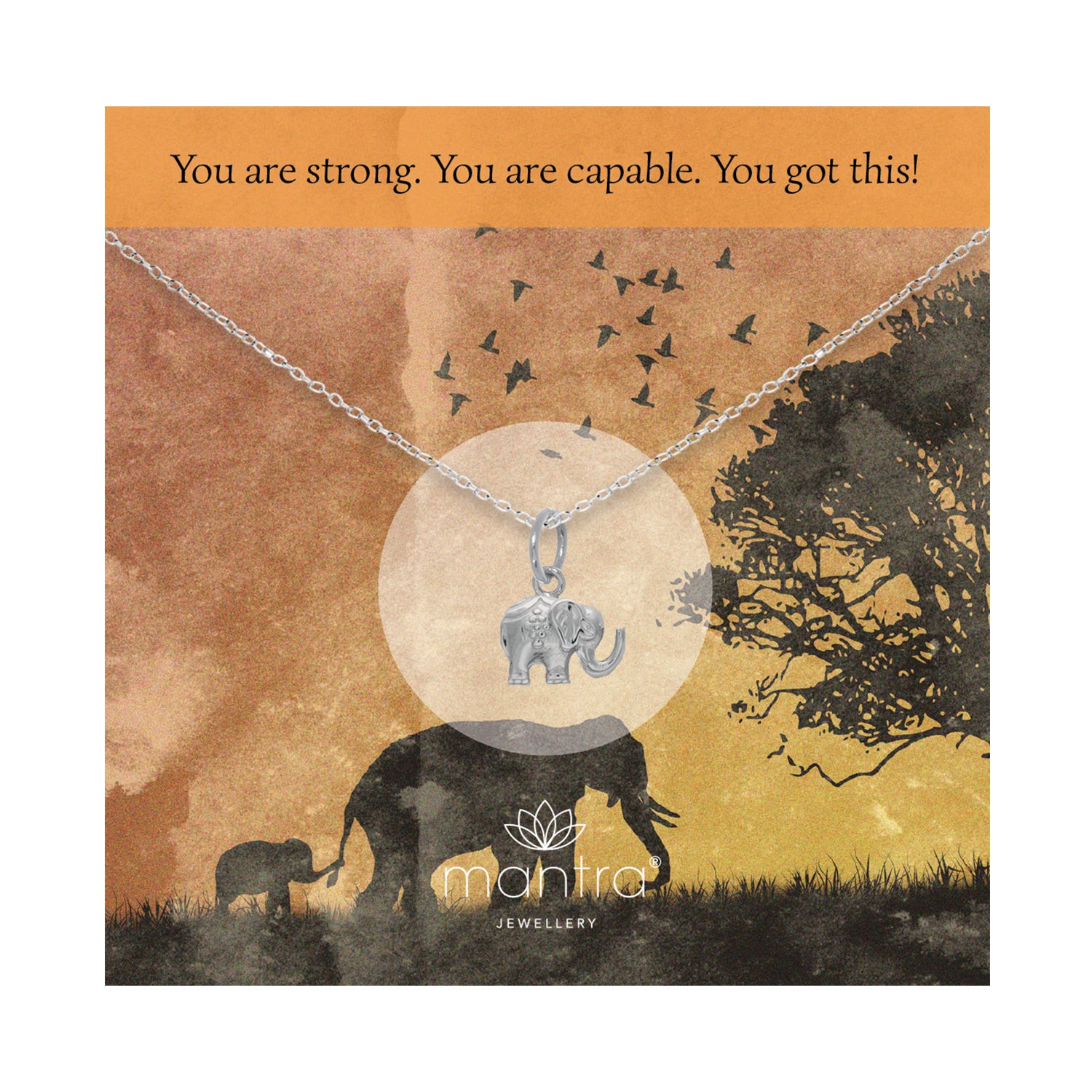 Mantra Jewellery Elephant Necklace in Sterling Silver