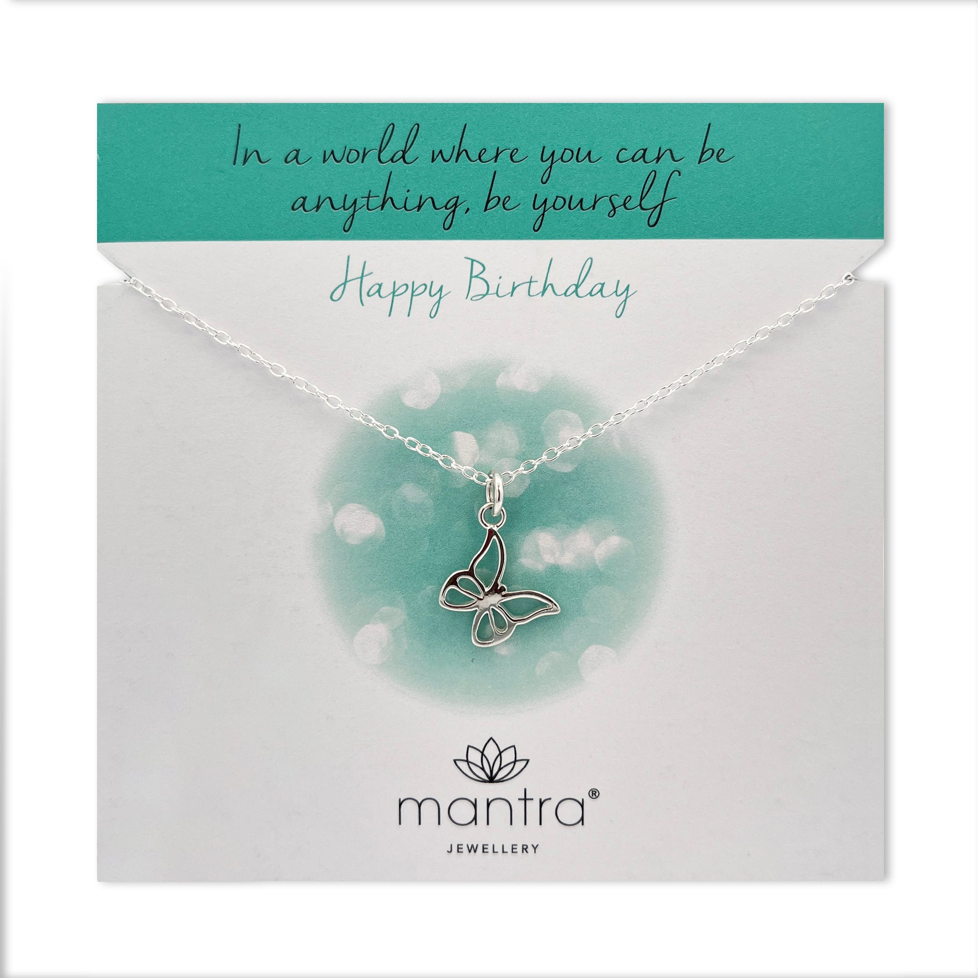 Mantra Jewellery Birthday Butterfly Necklace in Sterling Silver