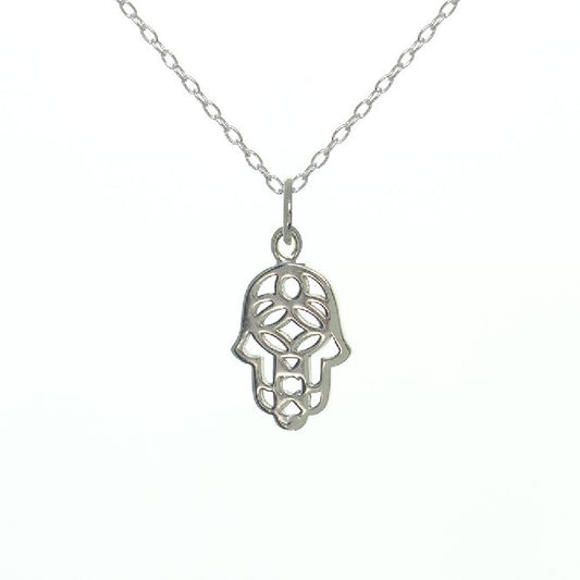 Hamsa Hand Necklace in Sterling Silver