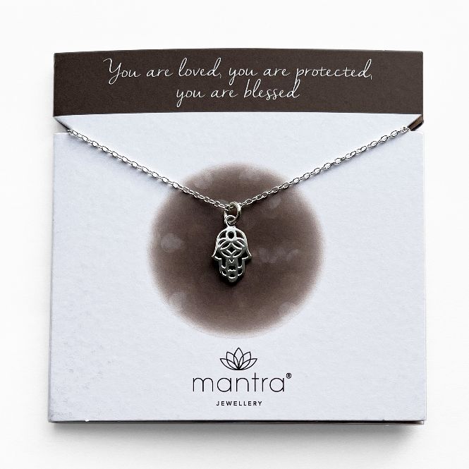Mantra Jewellery Hamsa Hand Necklace in Sterling Silver