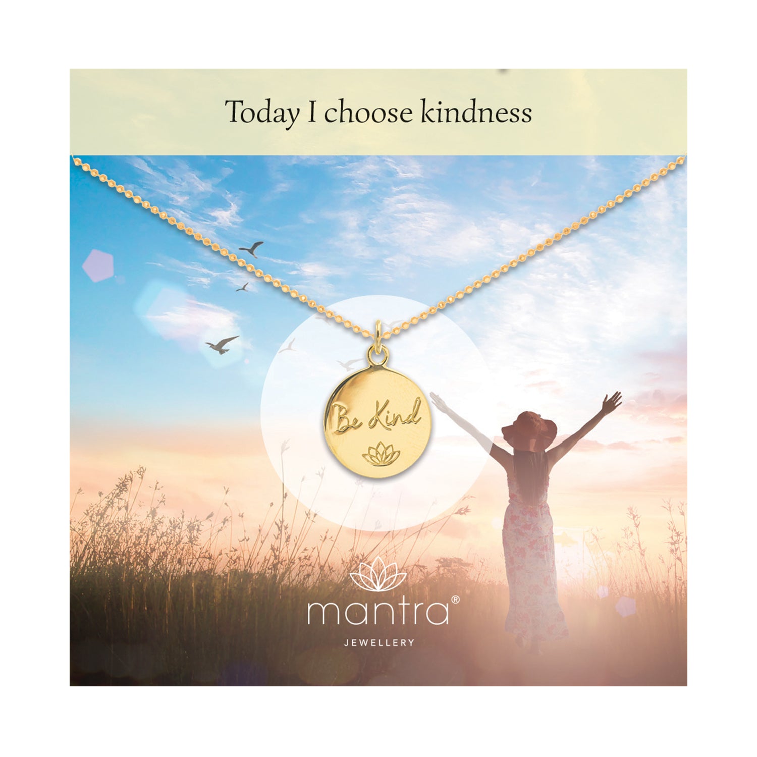 Mantra Jewellery Be Kind Disc Necklace in Gold