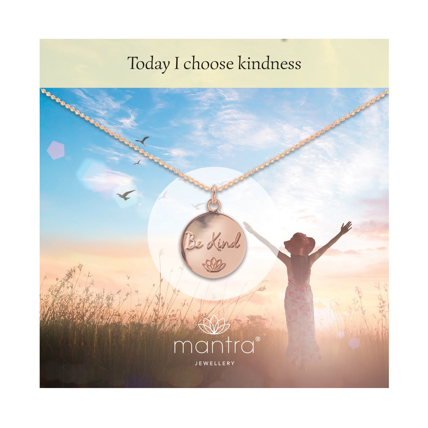 Be Kind Disc Necklace in Rose Gold