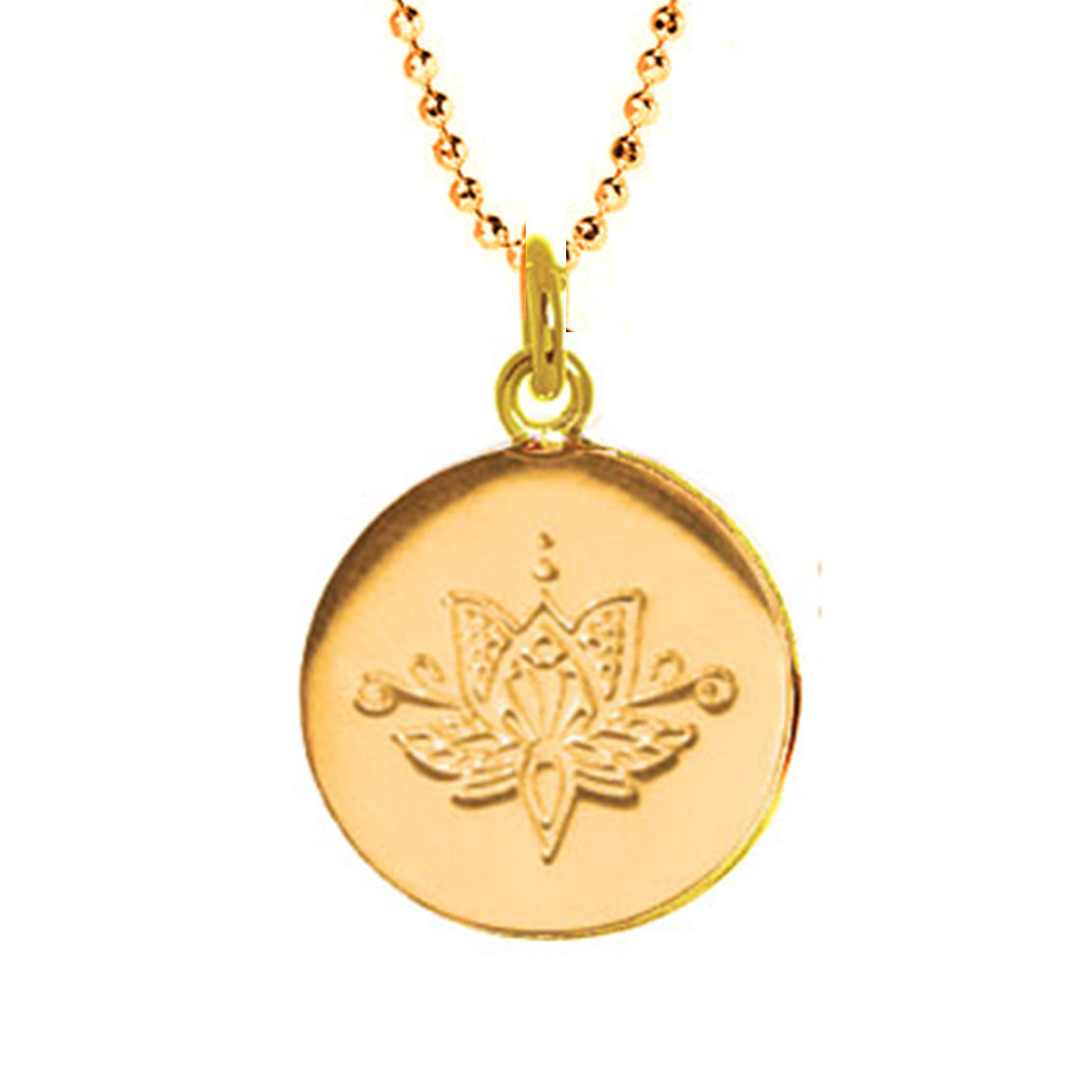 Lotus Flower Disc Necklace in Gold