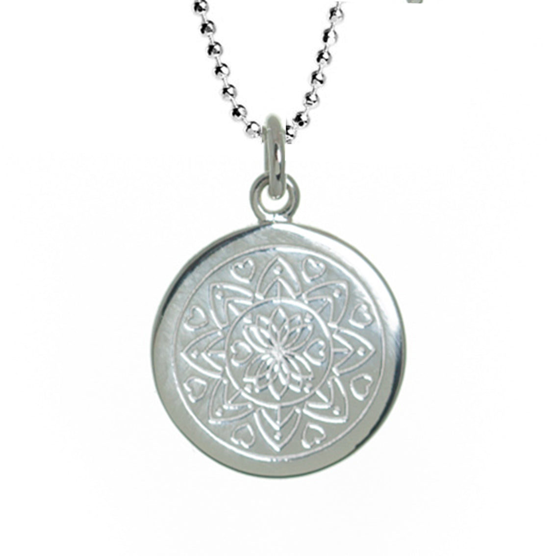Mantra Jewellery Love Mandala Disc Necklace in Sterling Silver