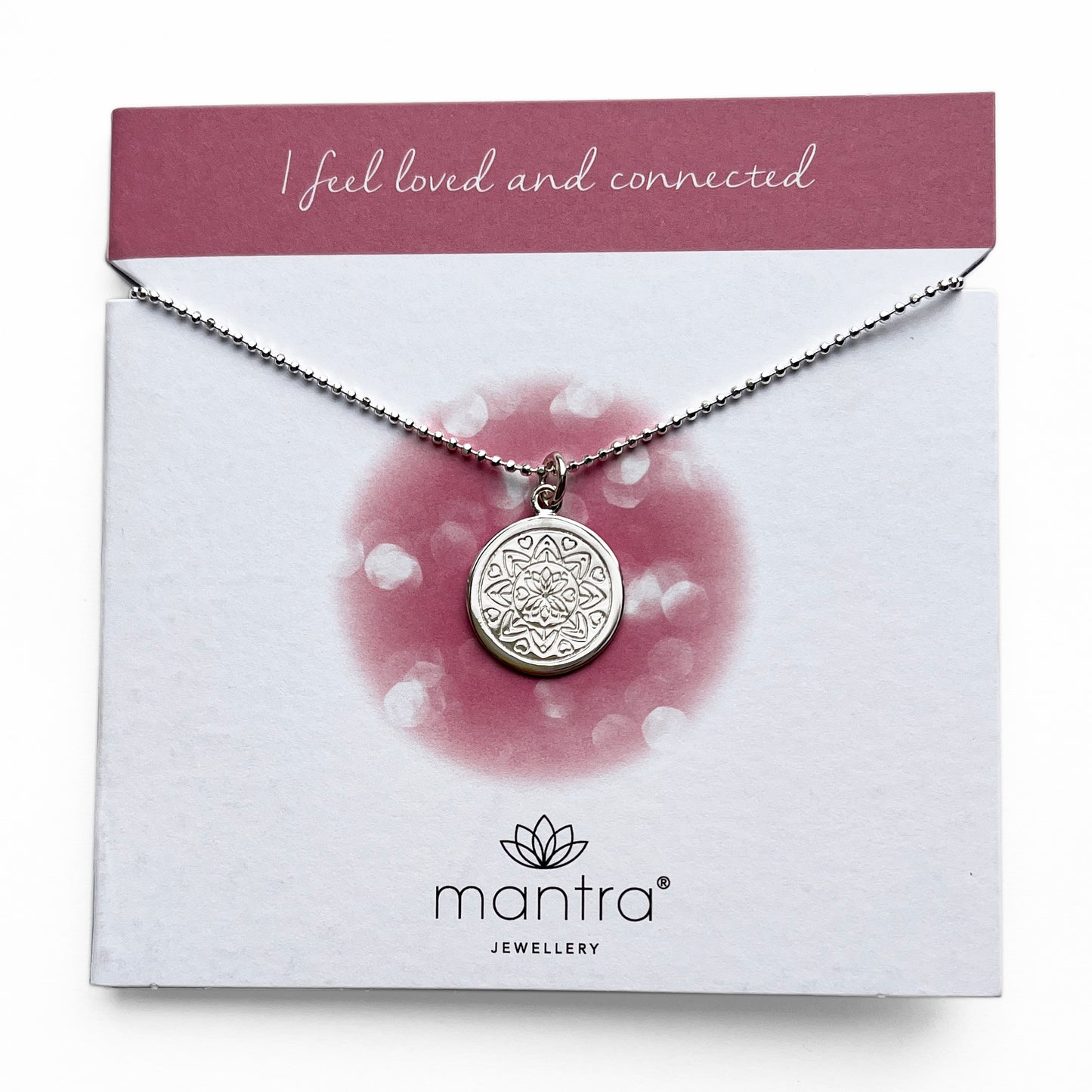 Love Mandala Disc Necklace in Sterling Silver