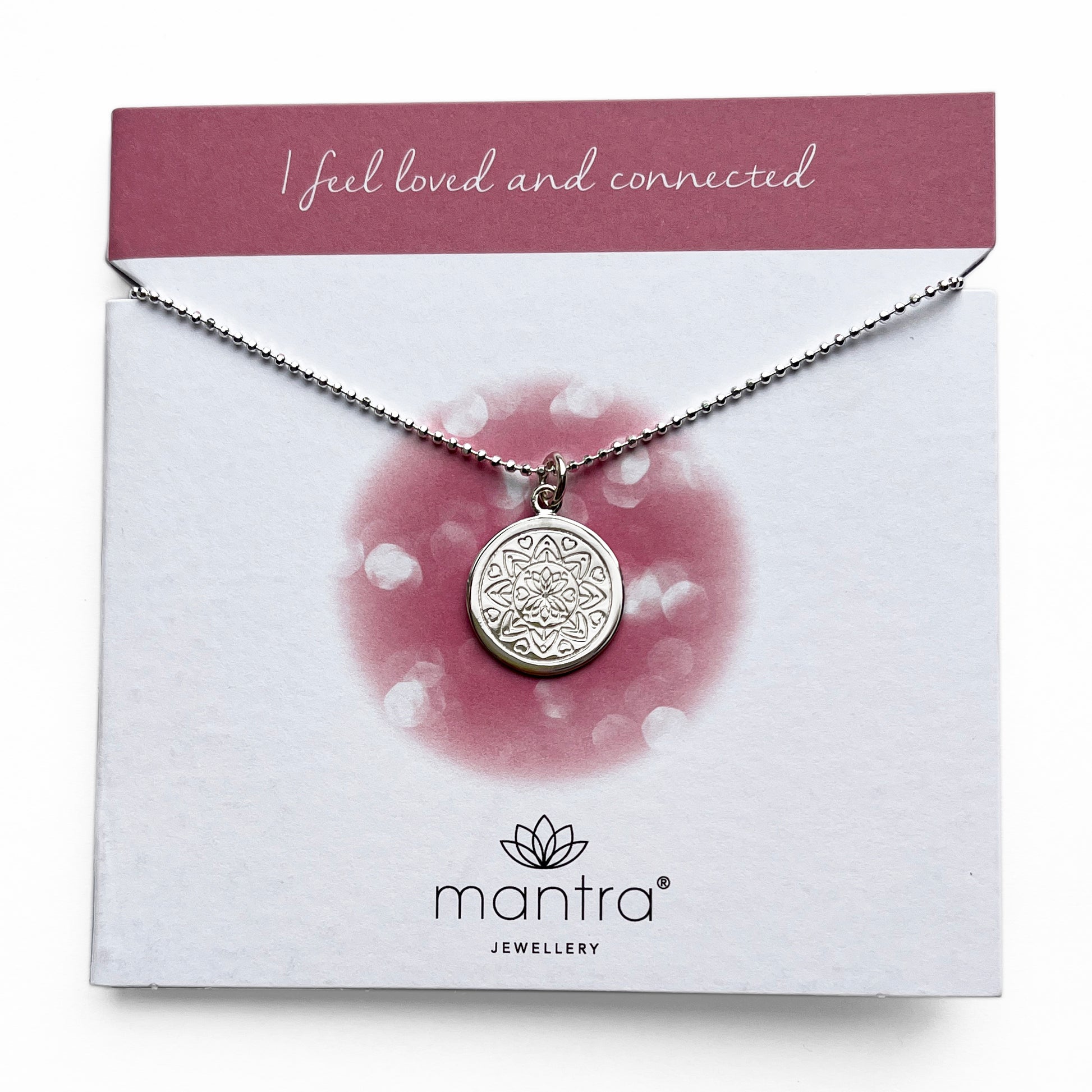 Mantra Jewellery Love Mandala Disc Necklace in Sterling Silver
