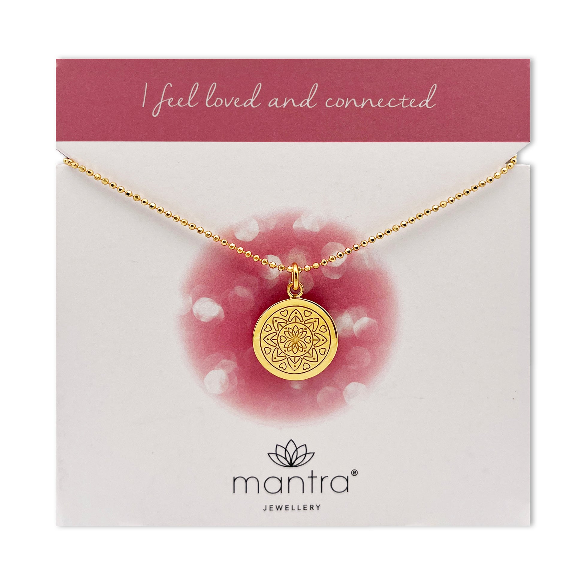 Mantra Jewellery Love Mandala Disc Necklace in Gold