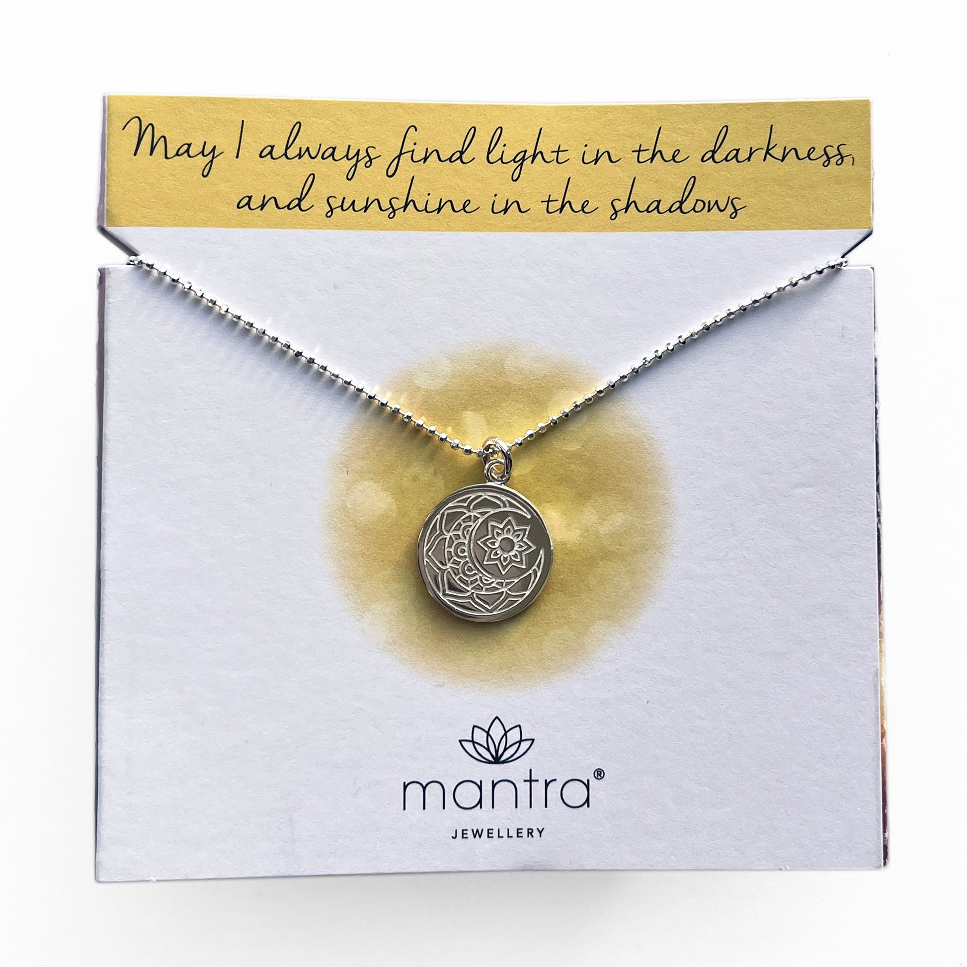 Mantra Jewellery Moon & Sun Disc Necklace in Sterling Silver
