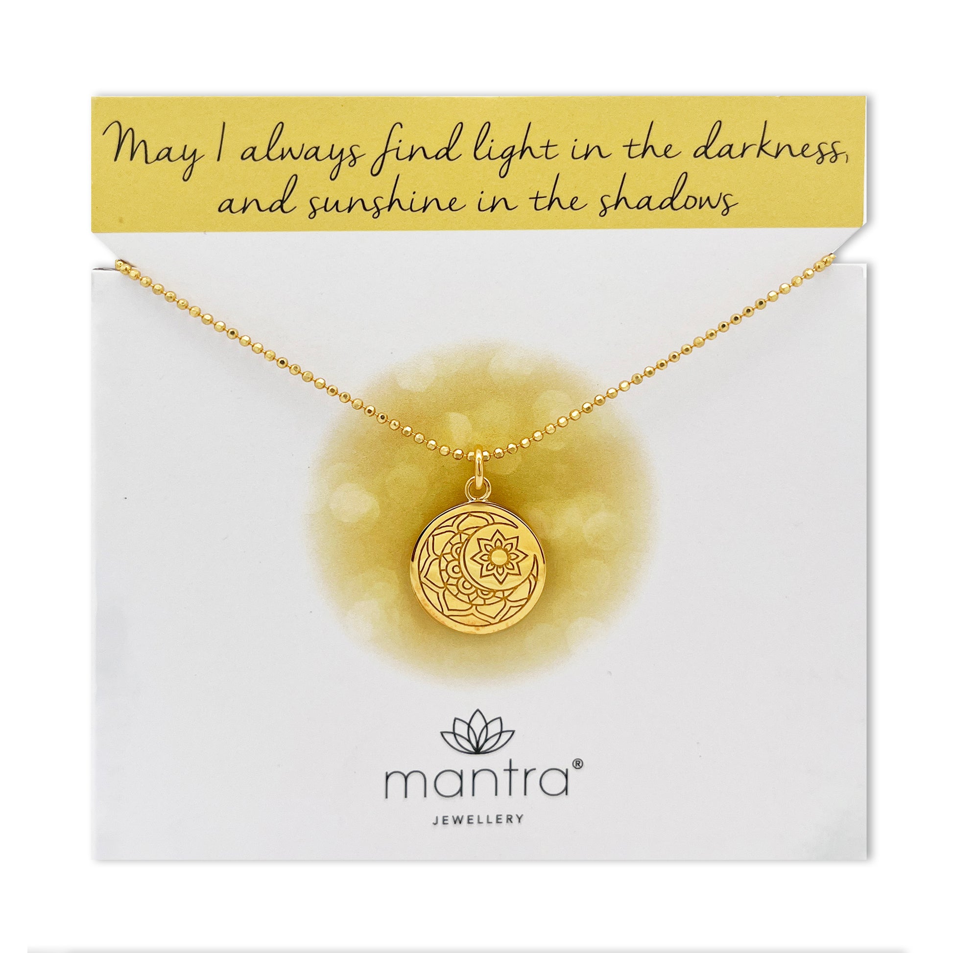 Mantra Jewellery Moon & Sun Disc Necklace in Gold