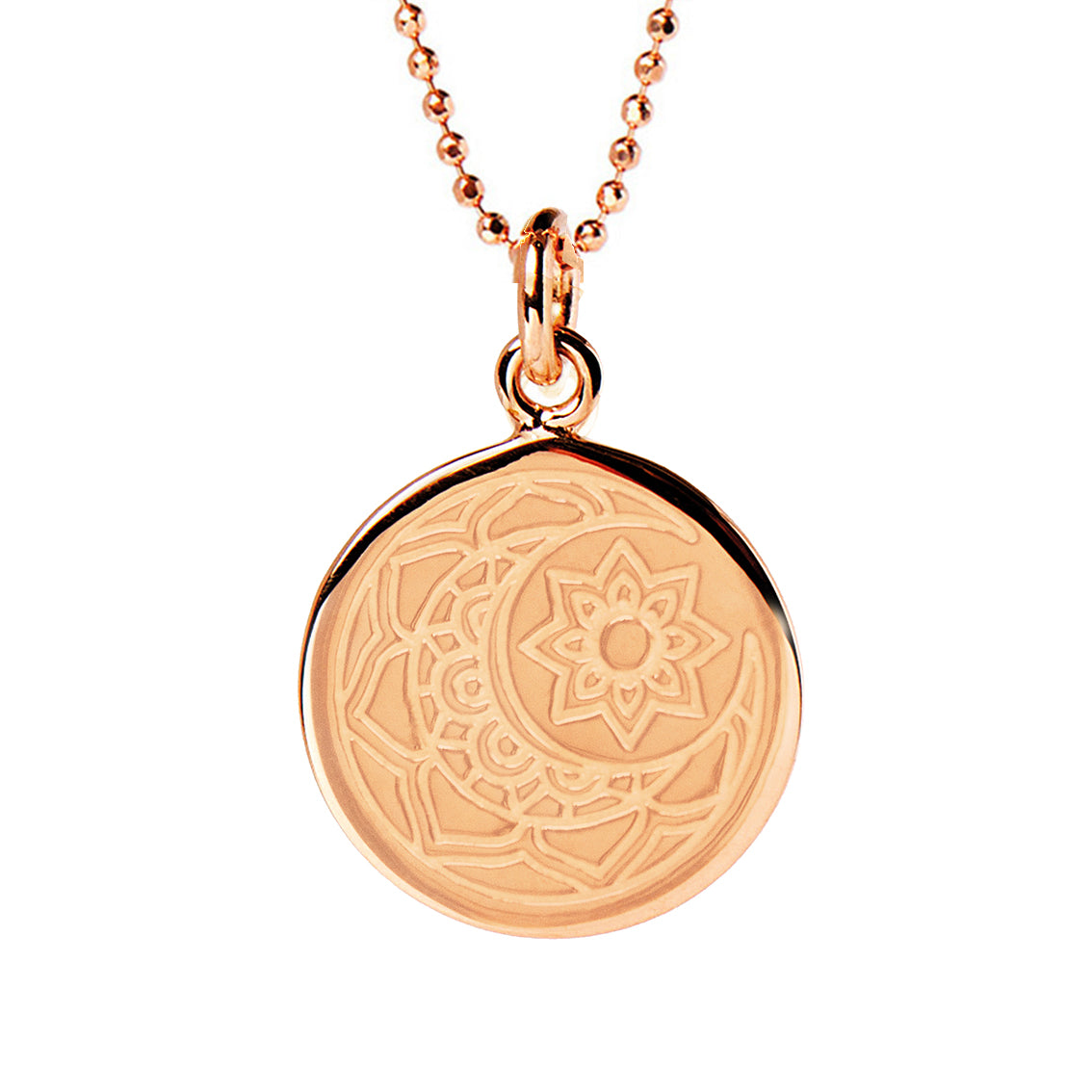 Mantra Jewellery Moon & Sun Disc Necklace in Rose Gold
