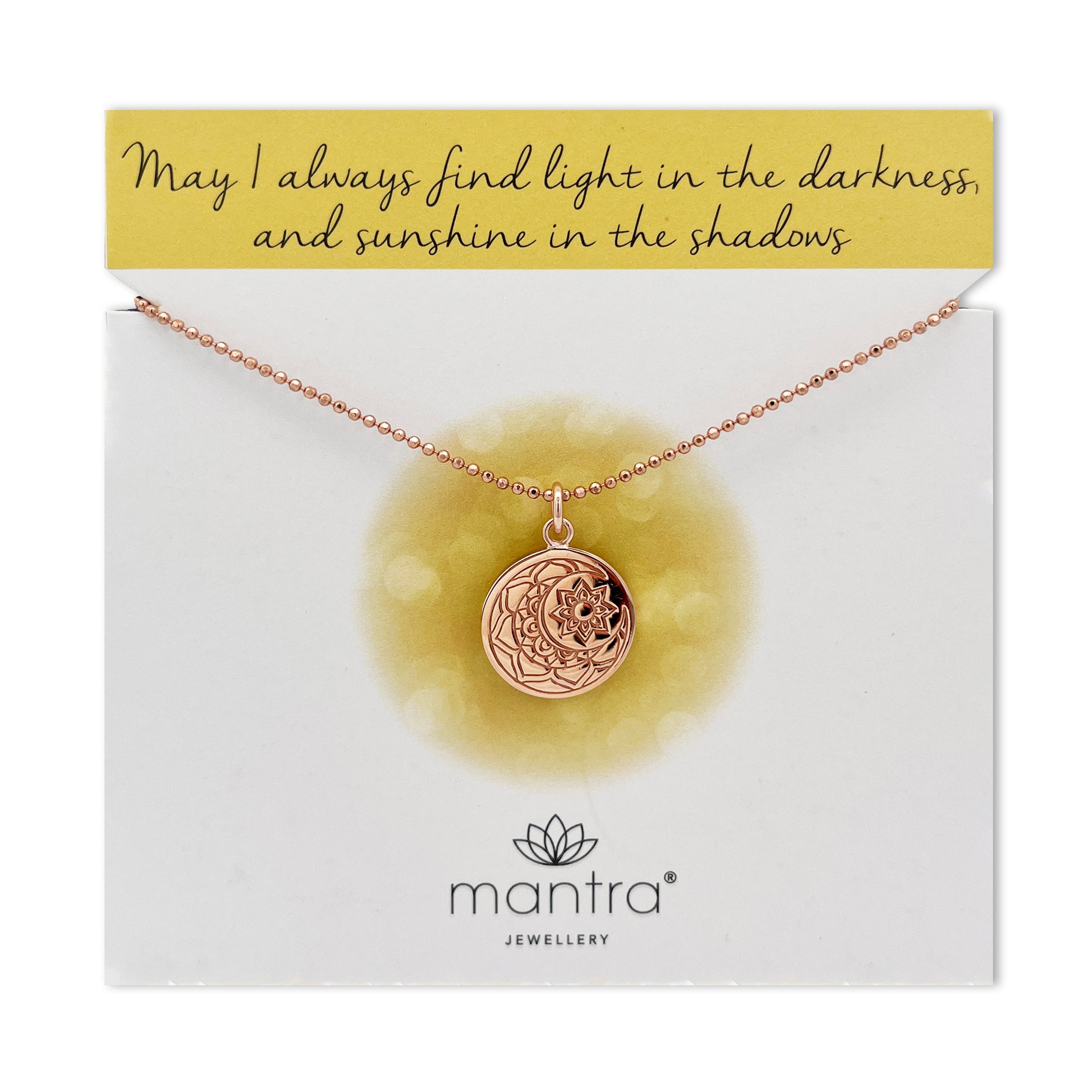 Mantra Jewellery Moon & Sun Disc Necklace in Rose Gold