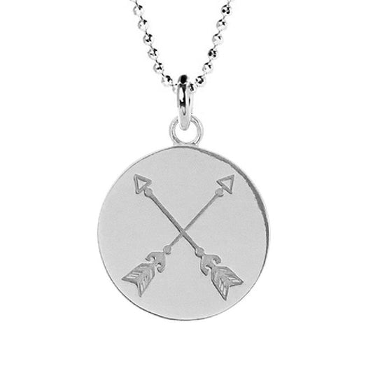 Crossed Arrows Disc Necklace in Sterling Silver
