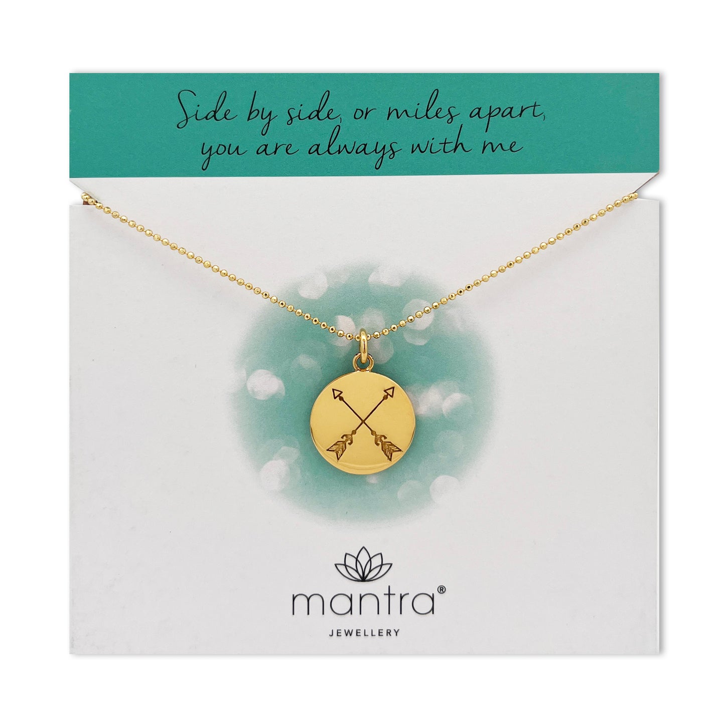 Crossed Arrows Disc Necklace in Gold