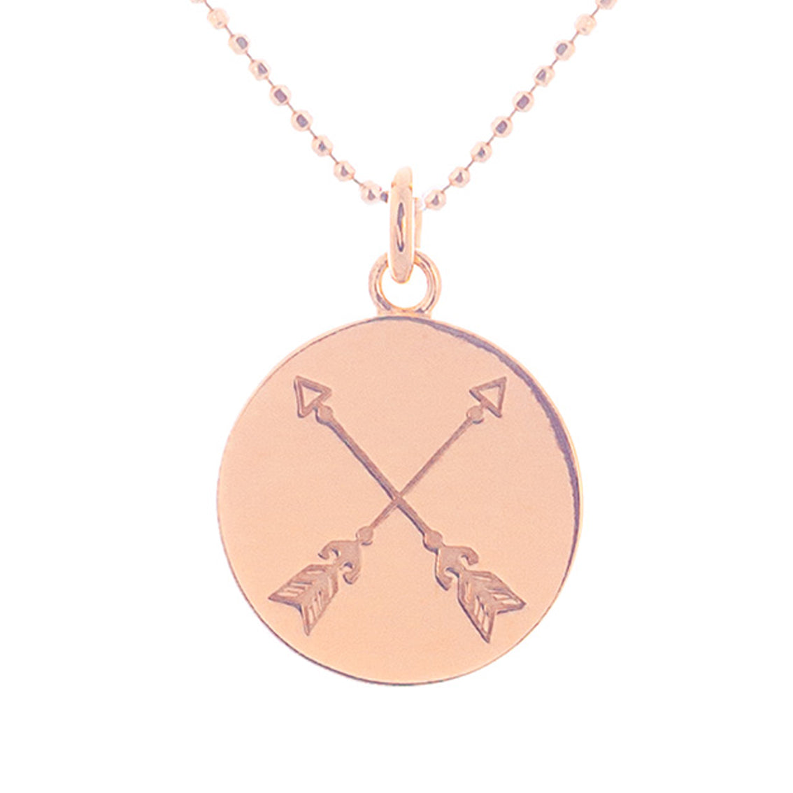 Mantra Jewellery Crossed Arrows Disc Necklace in Rose Gold