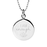 I am Enough Disc Necklace in Sterling Silver