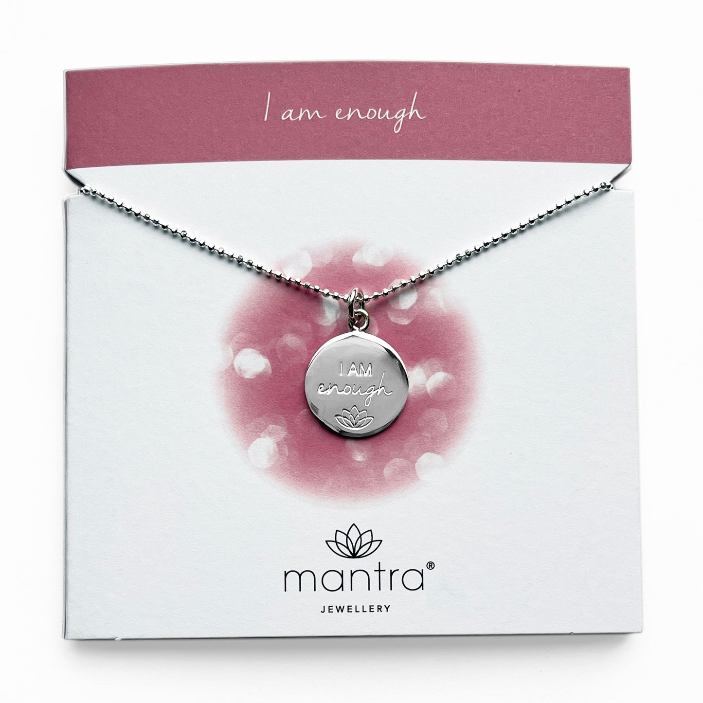 I am Enough Disc Necklace in Sterling Silver