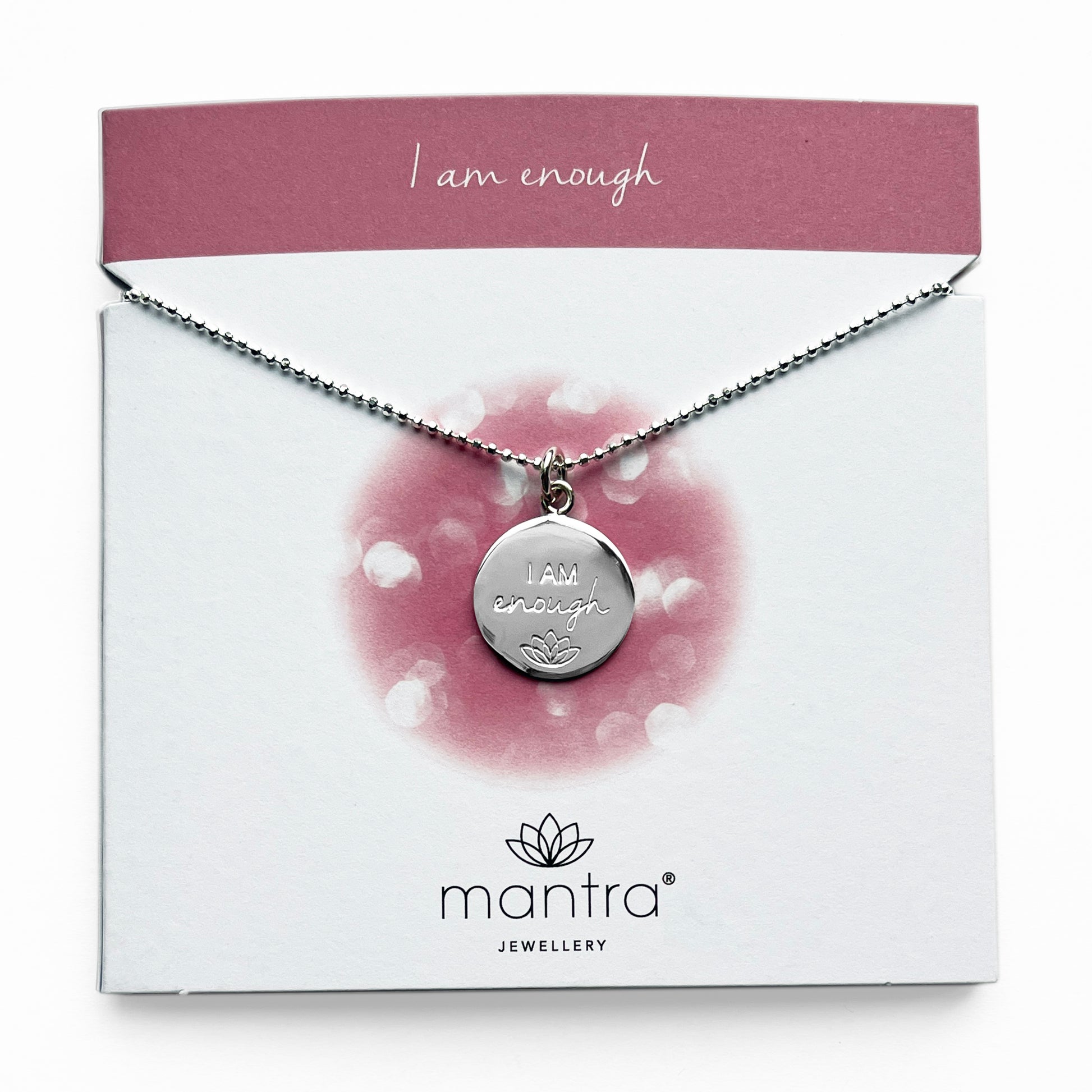 Mantra Jewellery I am Enough Disc Necklace in Sterling Silver