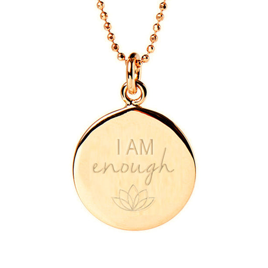 I am Enough Disc Necklace in Gold