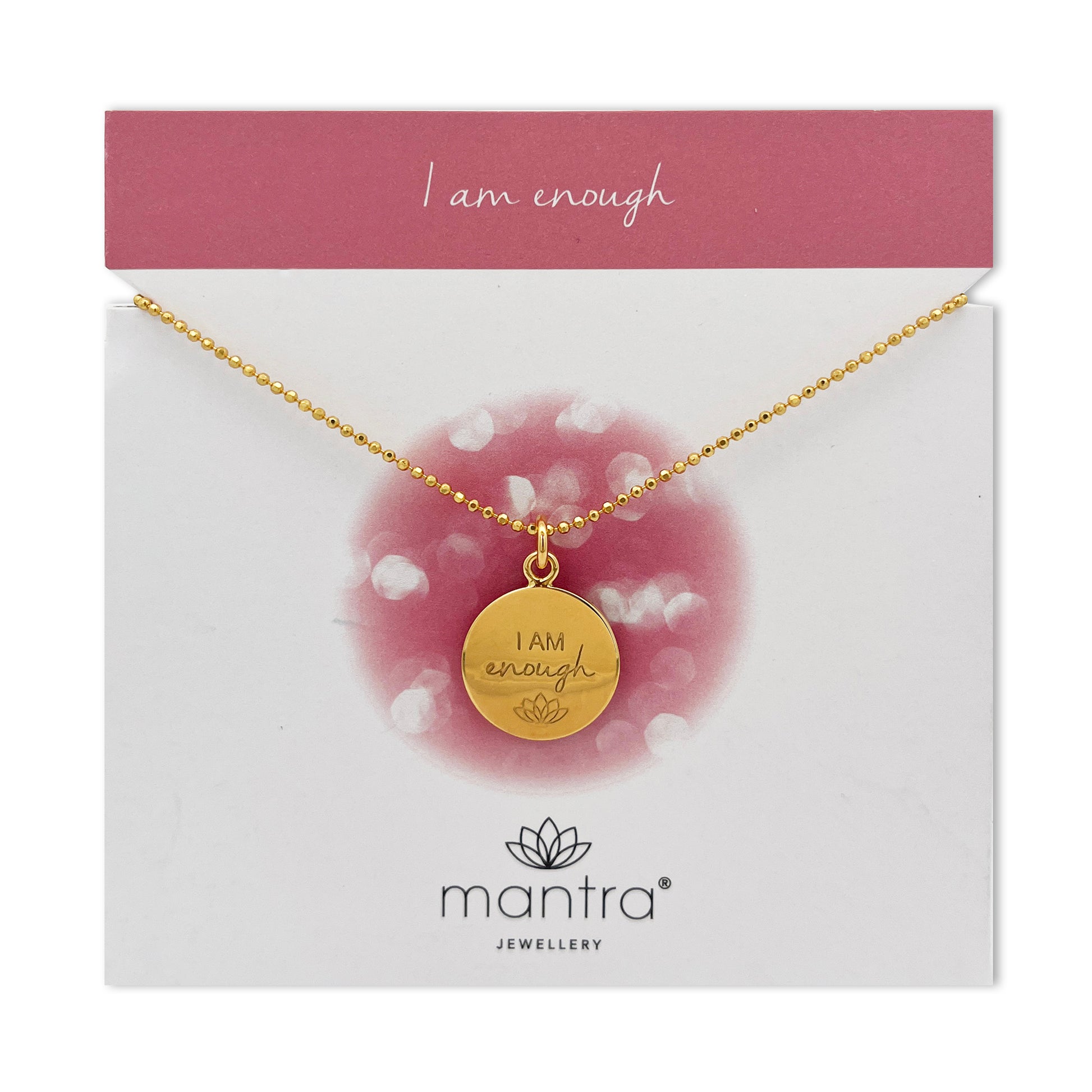 Mantra Jewellery I am Enough Disc Necklace in Gold
