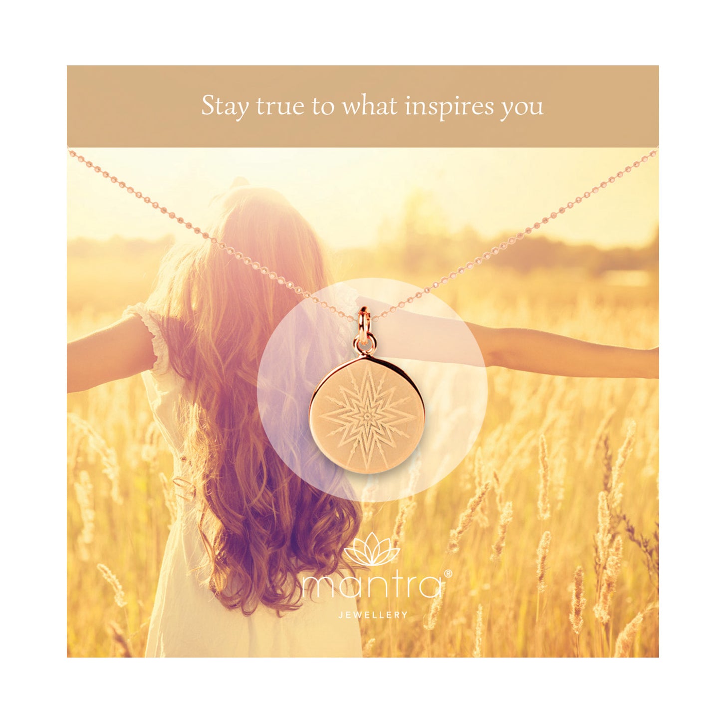 Inspiring Star Disc Necklace in Rose Gold