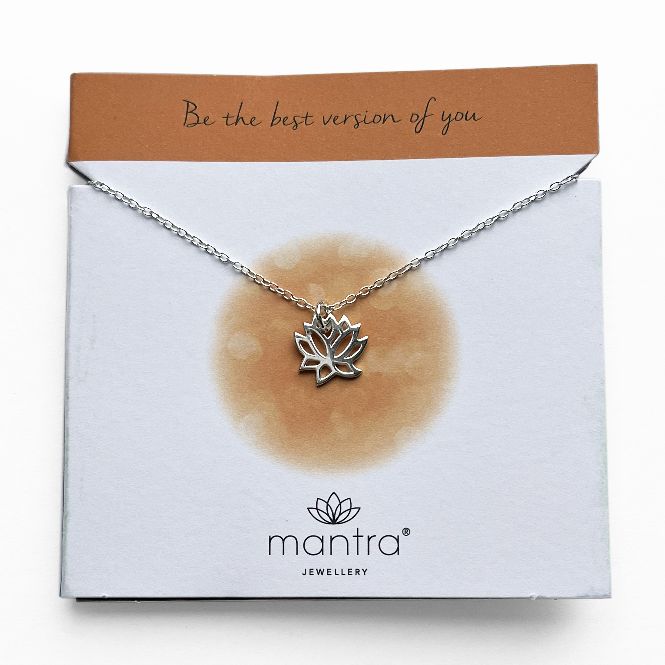 Mantra Jewellery Lotus Necklace in Sterling Silver