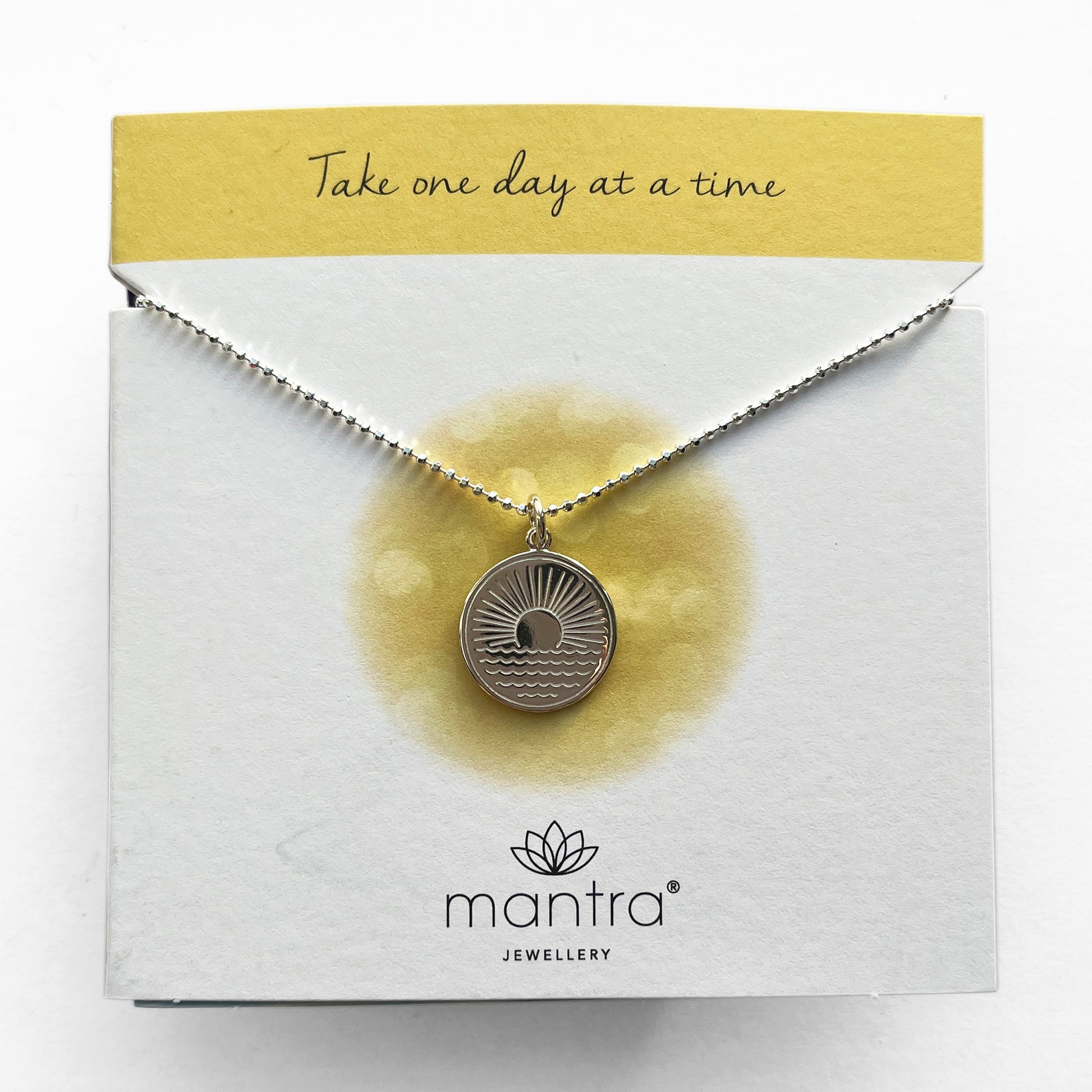 Mantra Jewellery One Day at a Time Disc Necklace in Sterling Silver