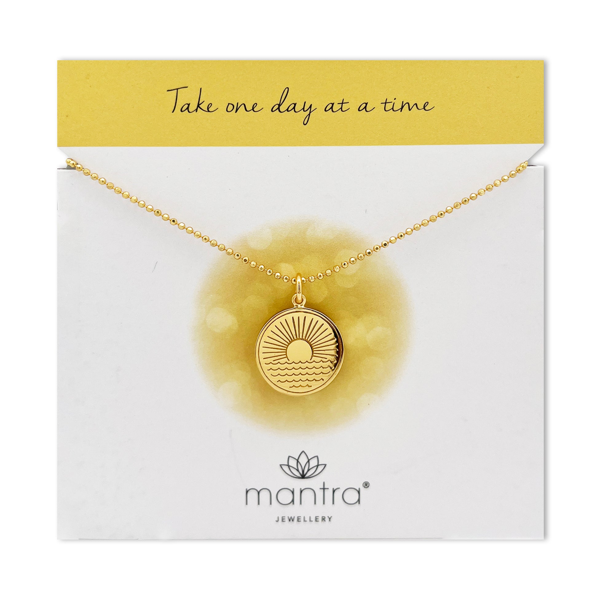 Mantra Jewellery One Day at a Time Disc Necklace in Gold